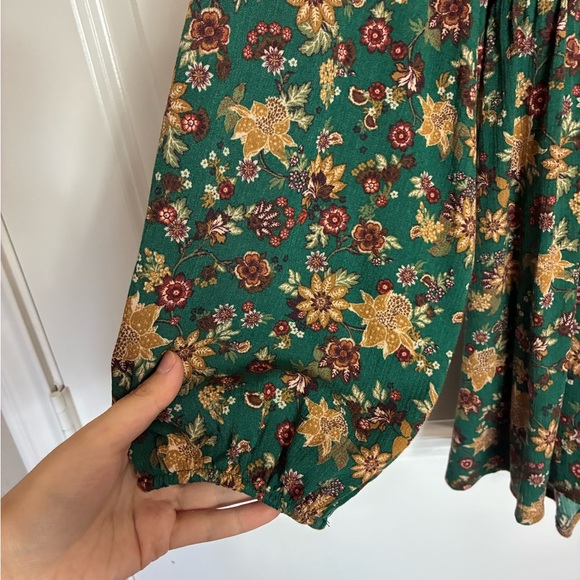 Torrid Green Floral Babydoll Smocked Top Ruffle Accent - Picture 11 of 14